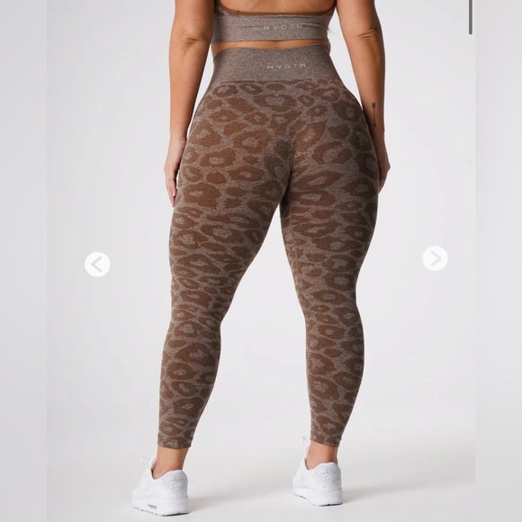 Mocha Leopard Seamless Leggings, size L - Picture 1 of 10